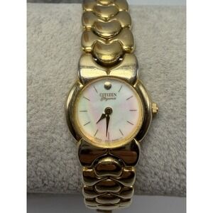 Citizen Elegance 5421-F42651 New Battery Ladies MOP Watch 18MM 6.25" Gold Tone